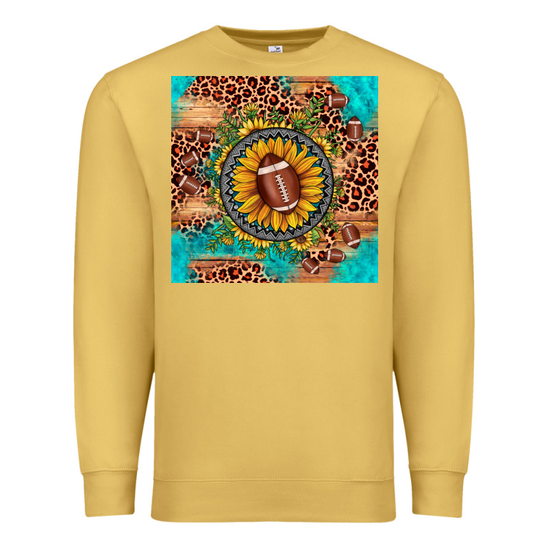 Football Leopard Turquoise Sunflower Seamless Pattern Premium Sweatshirt by JahusDesignShop | Teevron