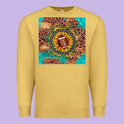 Football Leopard Turquoise Sunflower Seamless Pattern Premium Sweatshirt Designed By Jahusdesignshop