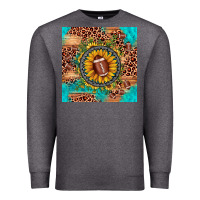 Charcoal Heather football leopard turquoise sunflower seamless pattern Premium Sweatshirt - JahusDesignShop
