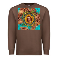 Chestnut football leopard turquoise sunflower seamless pattern Premium Sweatshirt - JahusDesignShop