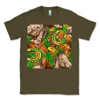Army Green St. Patrick's Day Horse With Horseshoes Seamless Classic Tee - FaDigitalArtStudio