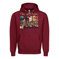 Burgundy i'm just here for the snacks #american football br Zipper Hoodie - Zillion Design Studio