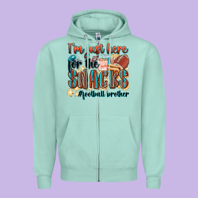 I'm Just Here For The Snacks #american Football Br Zipper Hoodie Designed By Zillion Design Studio