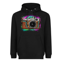 Black tie dye gemstone vintage camera Heavyweight Hoodie - FaDigitalArtStudio