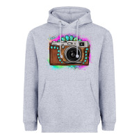 Heather Grey tie dye gemstone vintage camera Heavyweight Hoodie - FaDigitalArtStudio