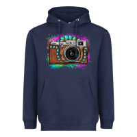 Navy tie dye gemstone vintage camera Heavyweight Hoodie - FaDigitalArtStudio