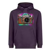 Plum tie dye gemstone vintage camera Heavyweight Hoodie - FaDigitalArtStudio