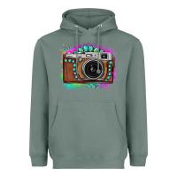 Sage tie dye gemstone vintage camera Heavyweight Hoodie - FaDigitalArtStudio