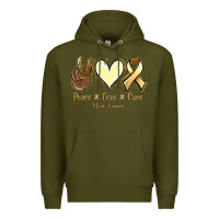 Army Green Peace Love Cure Bone Cancer Premium Hoodie - Jasminsmagicworld