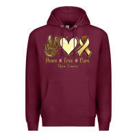 Burgundy Peace Love Cure Bone Cancer Premium Hoodie - Jasminsmagicworld