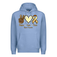 Colony Blue Peace Love Cure Bone Cancer Premium Hoodie - Jasminsmagicworld
