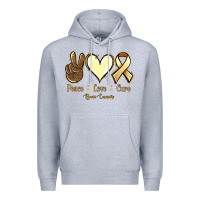 Heather Grey Peace Love Cure Bone Cancer Premium Hoodie - Jasminsmagicworld