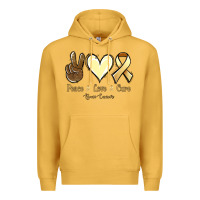 Mustard Peace Love Cure Bone Cancer Premium Hoodie - Jasminsmagicworld