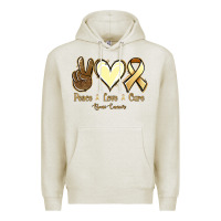 Oatmeal Heather Peace Love Cure Bone Cancer Premium Hoodie - Jasminsmagicworld