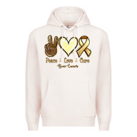 Pale Pink Peace Love Cure Bone Cancer Premium Hoodie - Jasminsmagicworld