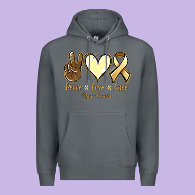 Peace Love Cure Bone Cancer Premium Hoodie Designed By Jasminsmagicworld