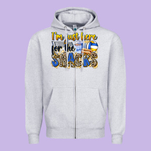 I'm Just Here For The Snacks Volleyball Zipper Hoodie Designed By Zillion Design Studio