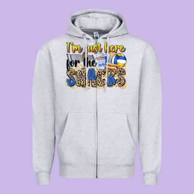 I'm Just Here For The Snacks Volleyball Zipper Hoodie Designed By Zillion Design Studio