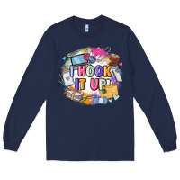 Navy i hook it up  sewing Long Sleeve Tee - Zillion Design Studio
