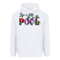 White life is better İn the pool Heavyweight Hoodie - CowhideDigitalArt