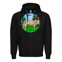 Black christmas charolais bull and barnyard Zipper Hoodie - RanaPortraitStore