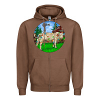 Chestnut christmas charolais bull and barnyard Zipper Hoodie - RanaPortraitStore