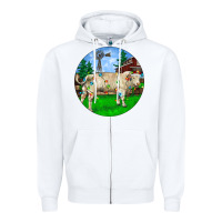 White christmas charolais bull and barnyard Zipper Hoodie - RanaPortraitStore