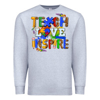 Heather Grey teach love inspire Premium Sweatshirt - AdoDesignShop