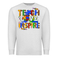 Oatmeal Heather teach love inspire Premium Sweatshirt - AdoDesignShop
