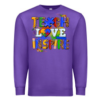 Purple teach love inspire Premium Sweatshirt - AdoDesignShop