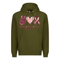 Army Green Peace Love Cure Uterine Cancer Premium Hoodie - Jasminsmagicworld