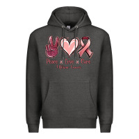 Charcoal Heather Peace Love Cure Uterine Cancer Premium Hoodie - Jasminsmagicworld