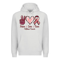 Dove Grey Peace Love Cure Uterine Cancer Premium Hoodie - Jasminsmagicworld