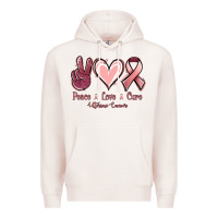 Pale Pink Peace Love Cure Uterine Cancer Premium Hoodie - Jasminsmagicworld
