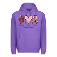 Purple Peace Love Cure Uterine Cancer Premium Hoodie - Jasminsmagicworld