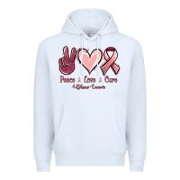 White Peace Love Cure Uterine Cancer Premium Hoodie - Jasminsmagicworld