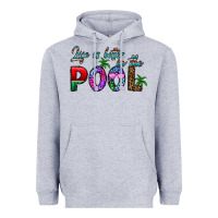 Heather Grey life is better İn the pool Heavyweight Hoodie - CowhideDigitalArt