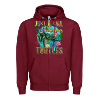 Burgundy just a girl who loves turtles Zipper Hoodie - texasbilliewilder