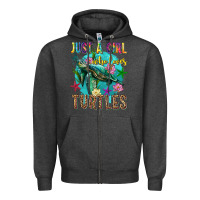 Charcoal Heather just a girl who loves turtles Zipper Hoodie - texasbilliewilder