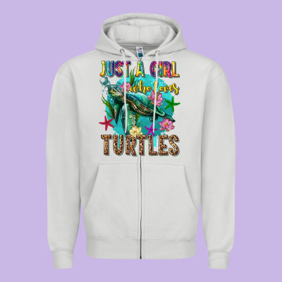 Just A Girl Who Loves Turtles Zipper Hoodie Designed By Texasbilliewilder
