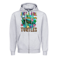 Heather Grey just a girl who loves turtles Zipper Hoodie - texasbilliewilder