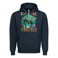 Navy just a girl who loves turtles Zipper Hoodie - texasbilliewilder