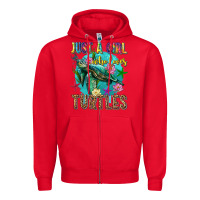 Red just a girl who loves turtles Zipper Hoodie - texasbilliewilder