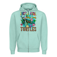 Seafoam just a girl who loves turtles Zipper Hoodie - texasbilliewilder