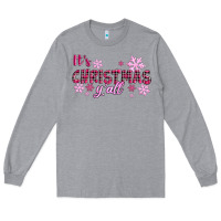 Heather Grey It's Christmas Y'all Season Pink Christmas Long Sleeve Tee - RanaPortraitStore