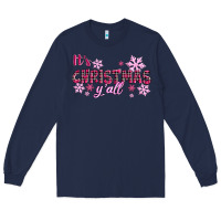 Navy It's Christmas Y'all Season Pink Christmas Long Sleeve Tee - RanaPortraitStore