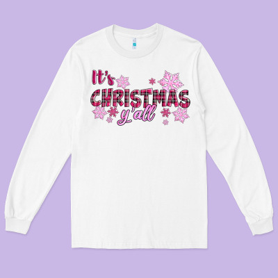 It's Christmas Y'all Season Pink Christmas Long Sleeve Tee Designed By Ranaportraitstore