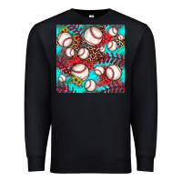 Black baseball leopard turquoise sunflower seamless pattern Premium Sweatshirt - JahusDesignShop