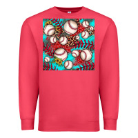 Cardinal baseball leopard turquoise sunflower seamless pattern Premium Sweatshirt - JahusDesignShop