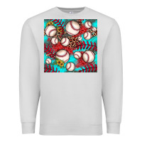 Dove Grey baseball leopard turquoise sunflower seamless pattern Premium Sweatshirt - JahusDesignShop